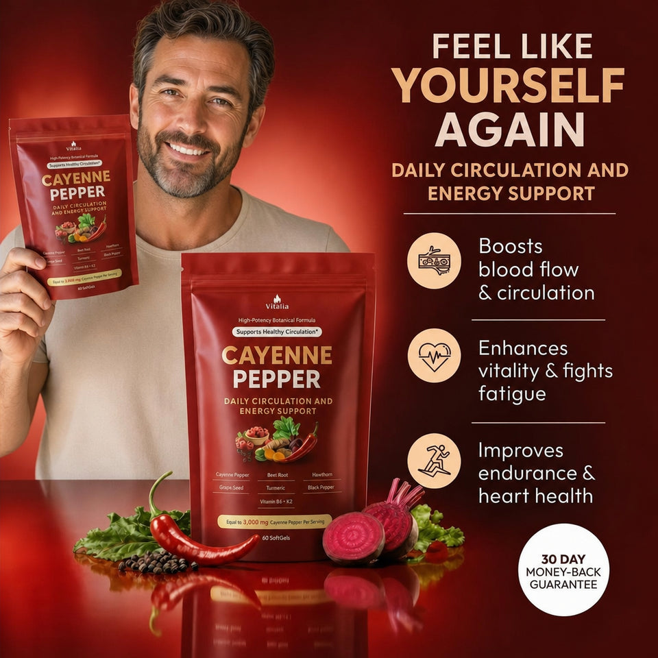 [REPLACE: Three Vitalia Cayenne bottles stacked — Buy 2 Get 1 Free]