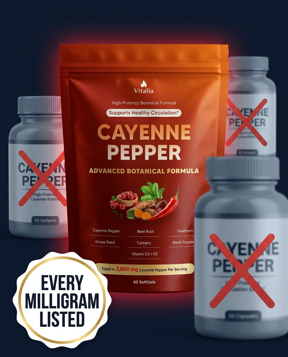 [REPLACE: Vitalia supplement-facts label, every milligram visible]