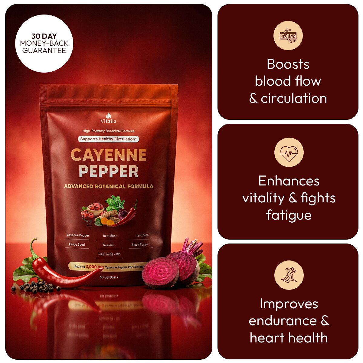 Vitalia Cayenne Pepper Softgels