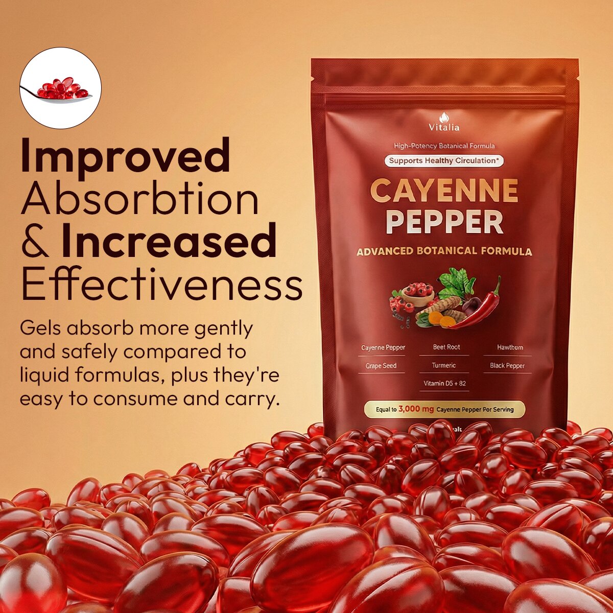 Vitalia Cayenne Pepper Softgels